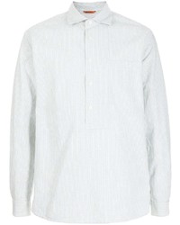 weißes vertikal gestreiftes Langarmshirt mit einer Knopfleiste von Barena