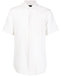 weißes vertikal gestreiftes Leinen Kurzarmhemd von Armani Exchange