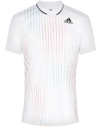 weißes vertikal gestreiftes Polohemd von adidas Tennis