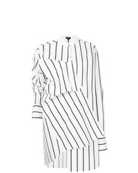 weißes vertikal gestreiftes Shirtkleid von Ji Oh