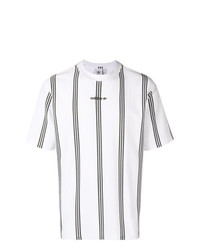 weißes vertikal gestreiftes T-Shirt mit einem Rundhalsausschnitt von adidas