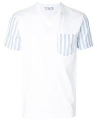 weißes vertikal gestreiftes T-Shirt mit einem Rundhalsausschnitt von Ami Paris