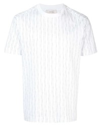 weißes vertikal gestreiftes T-Shirt mit einem Rundhalsausschnitt von Cerruti 1881