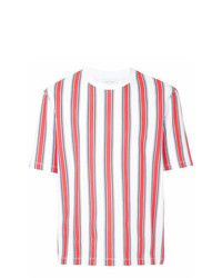 weißes vertikal gestreiftes T-Shirt mit einem Rundhalsausschnitt von CK Calvin Klein