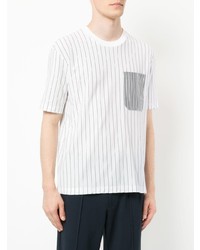 weißes vertikal gestreiftes T-Shirt mit einem Rundhalsausschnitt von CK Calvin Klein