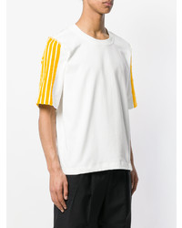 weißes vertikal gestreiftes T-Shirt mit einem Rundhalsausschnitt von Dima Leu