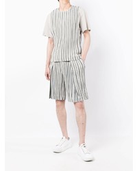 weißes vertikal gestreiftes Trägershirt von Homme Plissé Issey Miyake