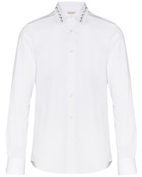 weißes verziertes Langarmhemd von Alexander McQueen
