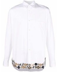 weißes verziertes Langarmhemd von Comme Des Garcons Homme Plus