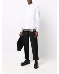 weißes verziertes Langarmhemd von Comme Des Garcons Homme Plus