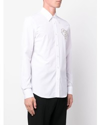 weißes verziertes Langarmhemd von Alexander McQueen