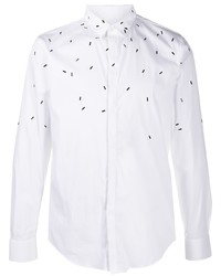 weißes verziertes Langarmhemd von Emporio Armani