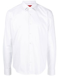 weißes verziertes Langarmhemd von Hugo
