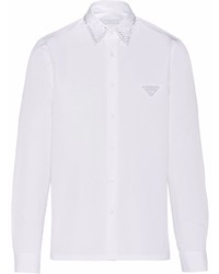 weißes verziertes Langarmhemd von Prada