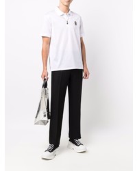 weißes verziertes Polohemd von Alexander McQueen