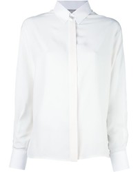 weißes verziertes Seidehemd von Lanvin