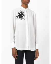 weißes verziertes Seidehemd von Alexander McQueen