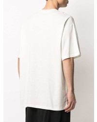 weißes verziertes T-Shirt mit einem Rundhalsausschnitt von Raf Simons