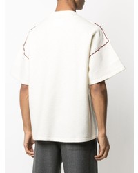 weißes verziertes T-Shirt mit einem Rundhalsausschnitt von Jil Sander