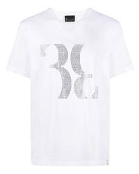 weißes verziertes T-Shirt mit einem Rundhalsausschnitt von Billionaire