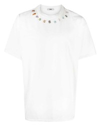 weißes verziertes T-Shirt mit einem Rundhalsausschnitt von Bode