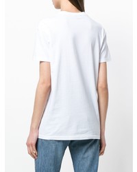 weißes verziertes T-Shirt mit einem Rundhalsausschnitt von Marco Bologna