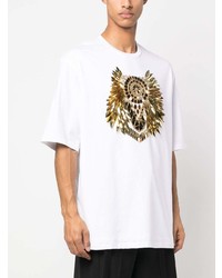 weißes verziertes T-Shirt mit einem Rundhalsausschnitt von Balmain