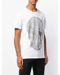 weißes verziertes T-Shirt mit einem Rundhalsausschnitt von Philipp Plein