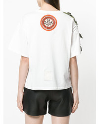 weißes verziertes T-Shirt mit einem Rundhalsausschnitt von Mr & Mrs Italy