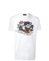 weißes verziertes T-Shirt mit einem Rundhalsausschnitt von DSQUARED2