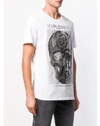 weißes verziertes T-Shirt mit einem Rundhalsausschnitt von Philipp Plein