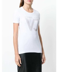 weißes verziertes T-Shirt mit einem Rundhalsausschnitt von Versace Jeans