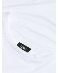 weißes verziertes T-Shirt mit einem Rundhalsausschnitt von Fendi