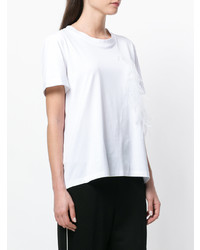 weißes verziertes T-Shirt mit einem Rundhalsausschnitt von Parlor