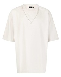 weißes verziertes T-Shirt mit einem Rundhalsausschnitt von FIVE CM