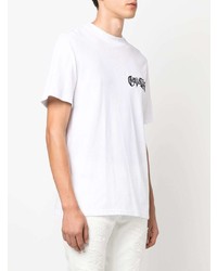 weißes verziertes T-Shirt mit einem Rundhalsausschnitt von Roberto Cavalli