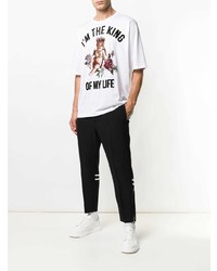 weißes verziertes T-Shirt mit einem Rundhalsausschnitt von Dolce & Gabbana