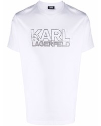 weißes verziertes T-Shirt mit einem Rundhalsausschnitt von Karl Lagerfeld