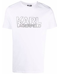 weißes verziertes T-Shirt mit einem Rundhalsausschnitt von Karl Lagerfeld