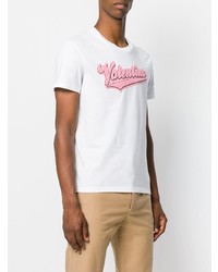 weißes verziertes T-Shirt mit einem Rundhalsausschnitt von Valentino