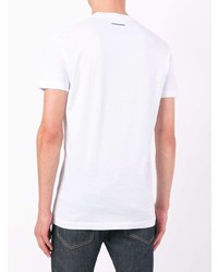 weißes verziertes T-Shirt mit einem Rundhalsausschnitt von DSQUARED2