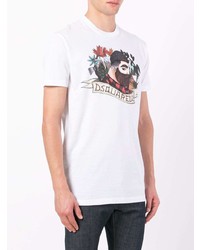 weißes verziertes T-Shirt mit einem Rundhalsausschnitt von DSQUARED2