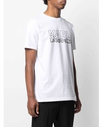 weißes verziertes T-Shirt mit einem Rundhalsausschnitt von Karl Lagerfeld