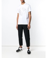 weißes verziertes T-Shirt mit einem Rundhalsausschnitt von Versace