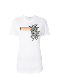 weißes verziertes T-Shirt mit einem Rundhalsausschnitt von Marco De Vincenzo