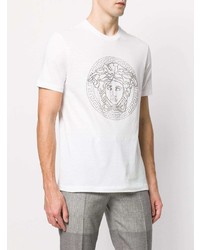 weißes verziertes T-Shirt mit einem Rundhalsausschnitt von Versace