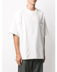 weißes verziertes T-Shirt mit einem Rundhalsausschnitt von Jil Sander