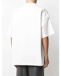 weißes verziertes T-Shirt mit einem Rundhalsausschnitt von Jil Sander