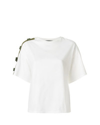 weißes verziertes T-Shirt mit einem Rundhalsausschnitt von Mr & Mrs Italy