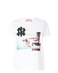weißes verziertes T-Shirt mit einem Rundhalsausschnitt von N°21
